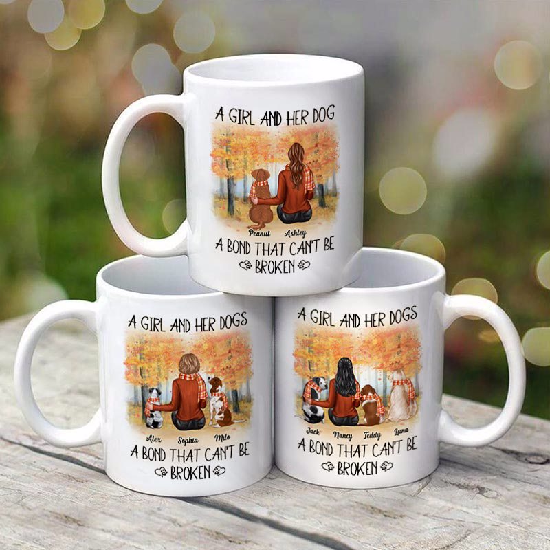 Fall Season A Girl Her Dog A Bond That Can't Be Broken Personalized Mug