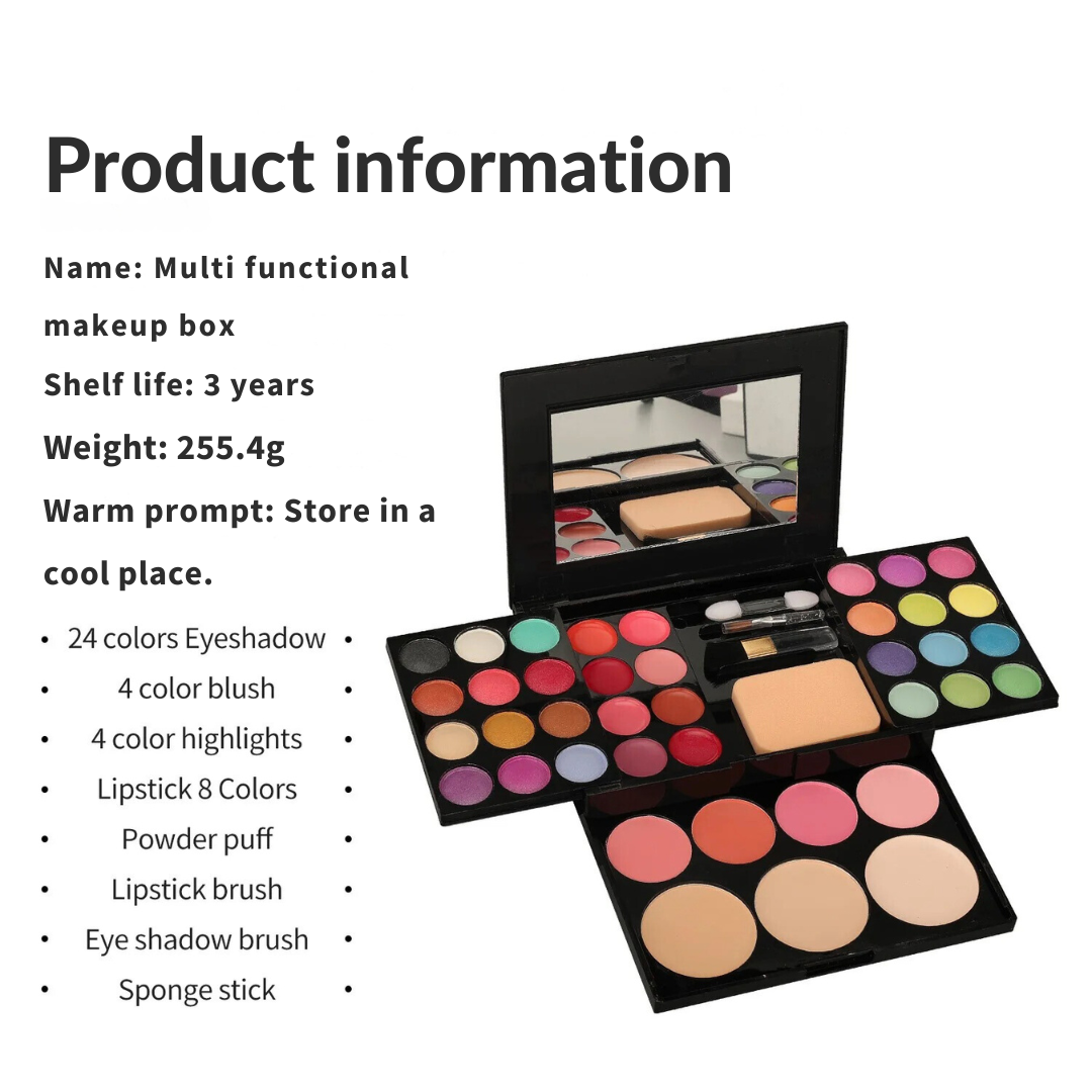 Makeup Box - 24 Eyeshadow, 8 Lipstick, 4 Blush, 3 Powder