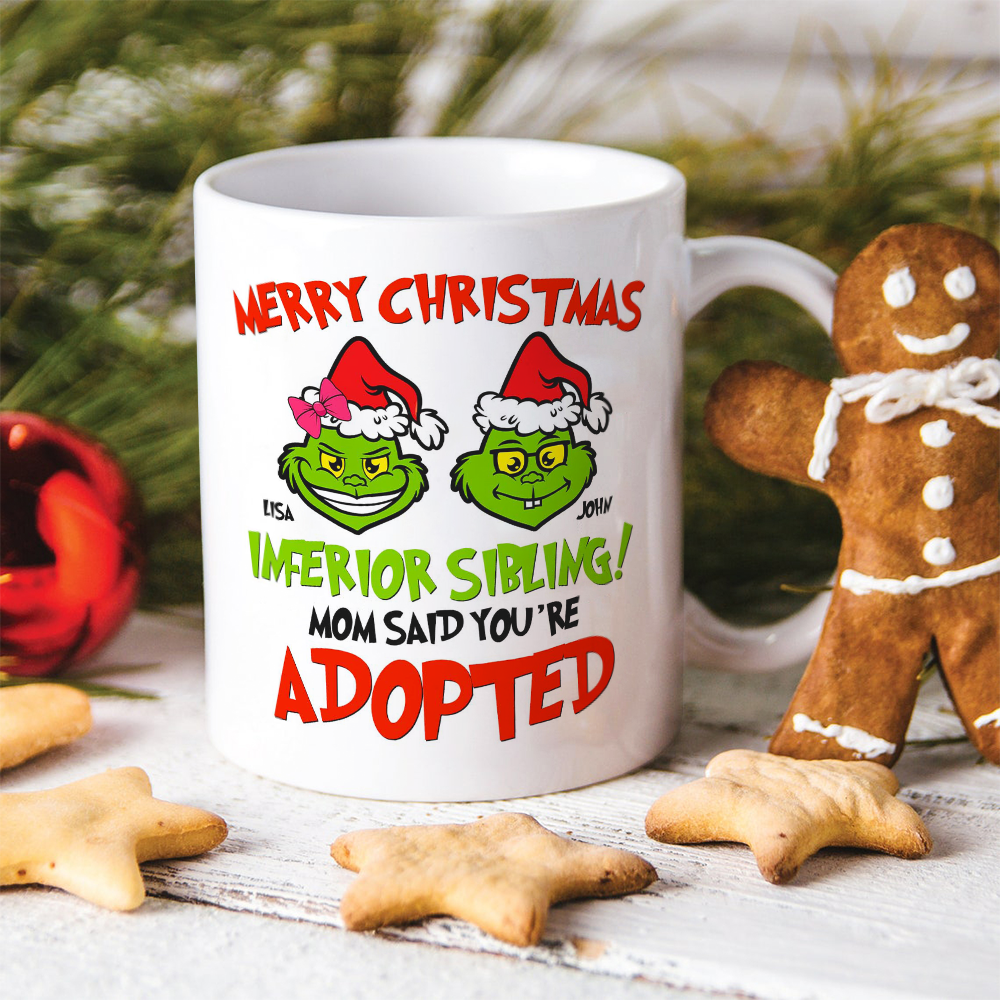 Sibling Mom Said You're Adopted, Personalized White Mug