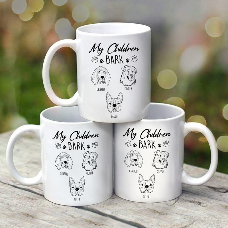 My Children Bark Dog Head Outline Personalized Mug