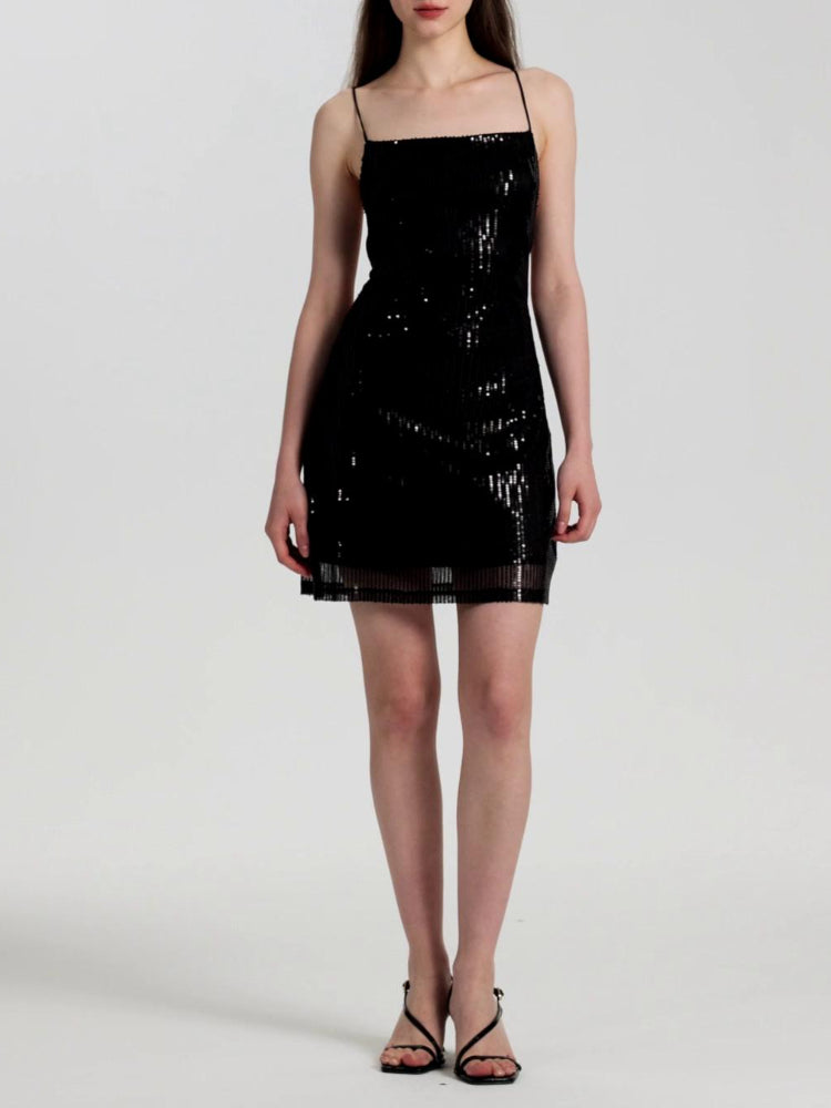 Sequin Lace-up Back Bodycon Mini Dress