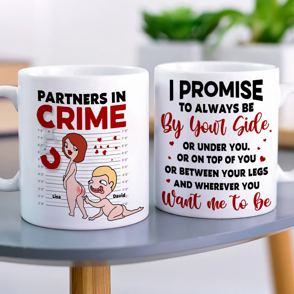Partners In Crime, Couple Naughty, Personalized Couple Mug Accent Wine Tumbler