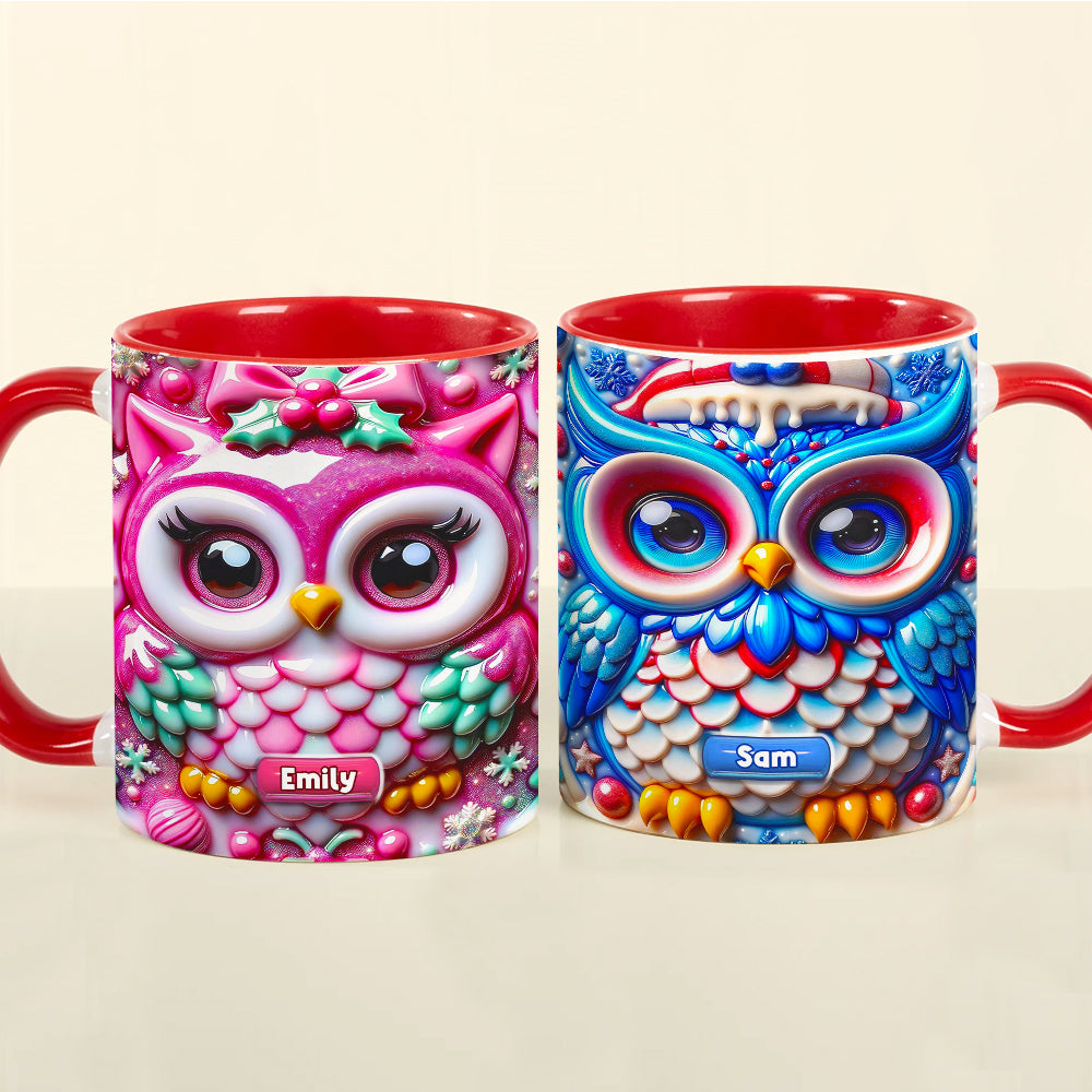 Personalized Gifts For Owl Lovers, Accent Mug 3D Christmas Owl 01HUMH190824