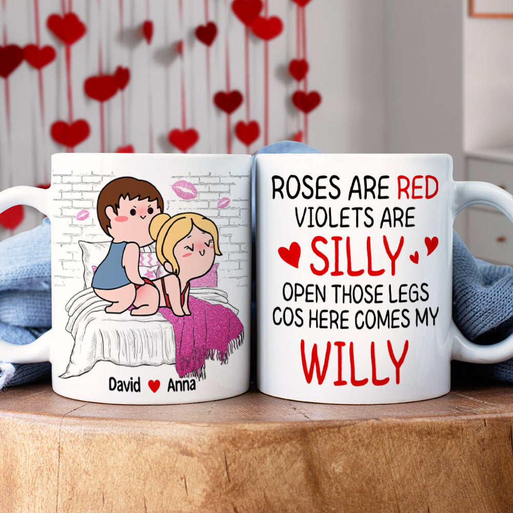 Personalized Gifts For Couple Coffee Mug Open Those Legs Cos Here Comes My Willy Funny Valentine's Gifts