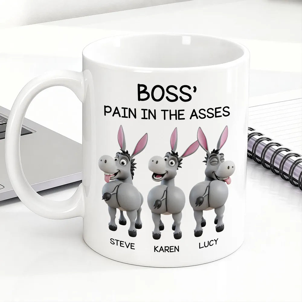 Funny Personalized White Ceramic Mug for Boss Custom Cartoon Donkey Team, Unique Office Gift for Coworkers, Hilarious Value-Priced Present