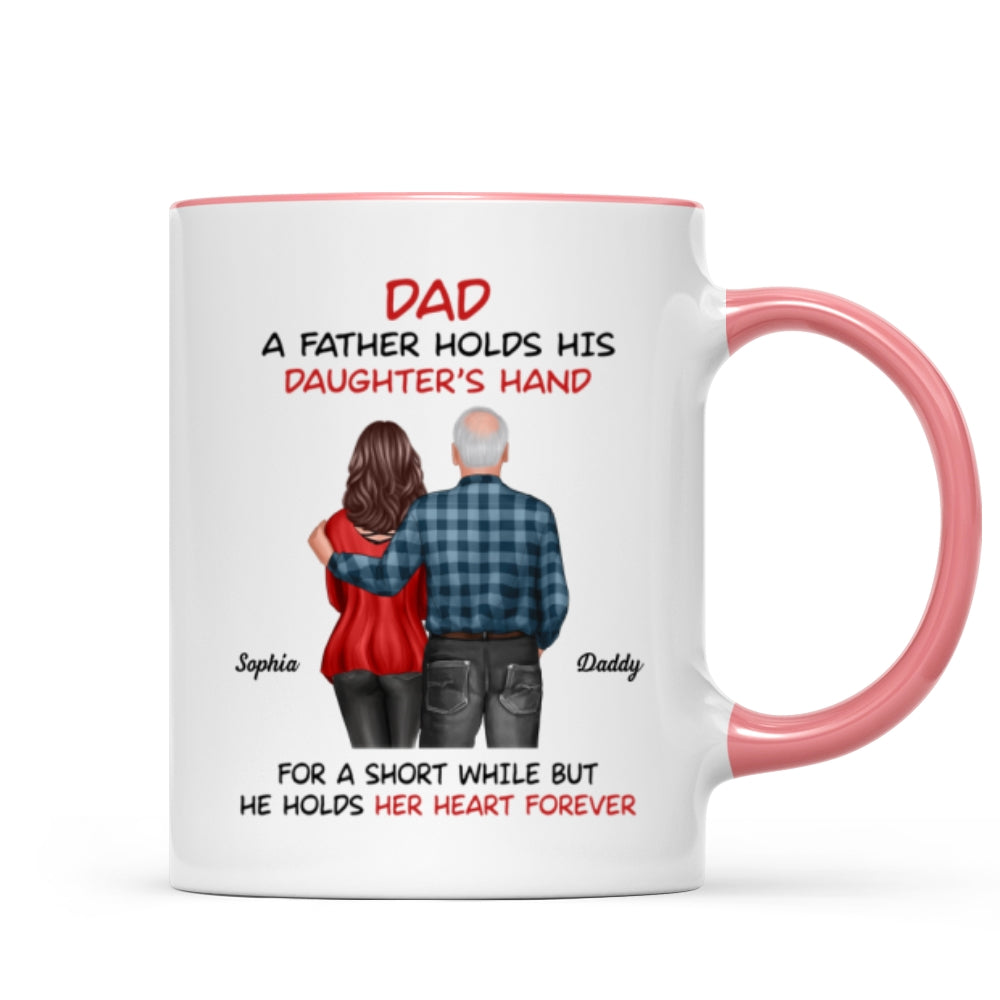 Father Daughter Son Standing Back View Personalized Mug, Father's Day Gift For Dad, Husband, Grandpa