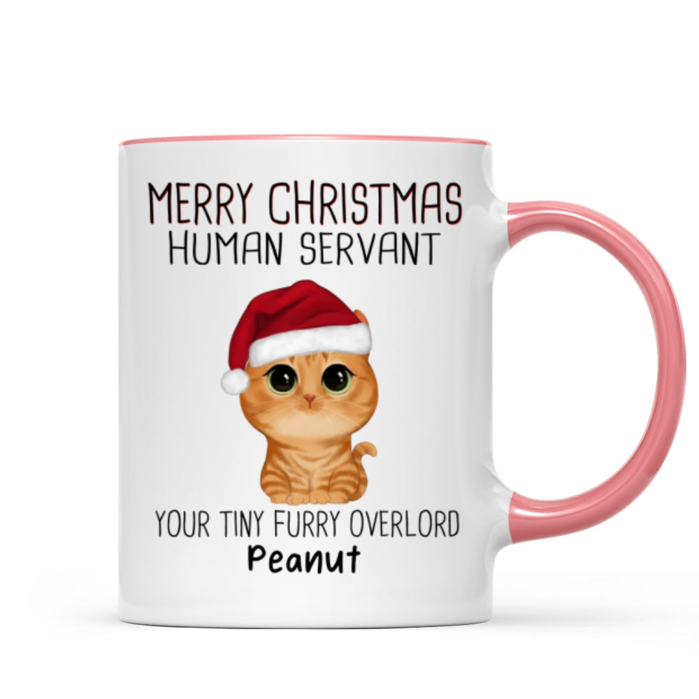 Watercolor Cute Cats Merry Christmas Human Servant Personalized Mug