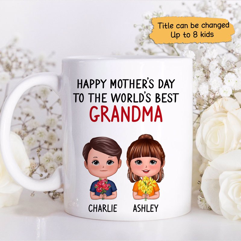 Happy Mother's Day Mom Grandma Doll Kids Personalized Mug