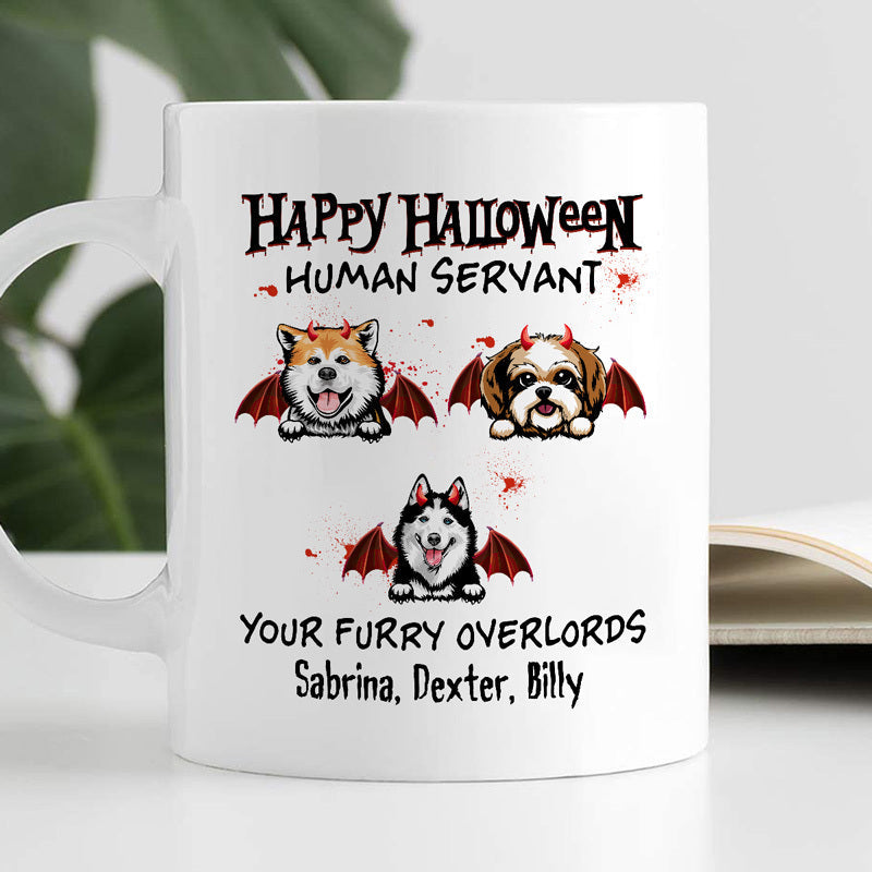 Happy Halloween Human Servant Peeking Devil Dogs Personalized Mug