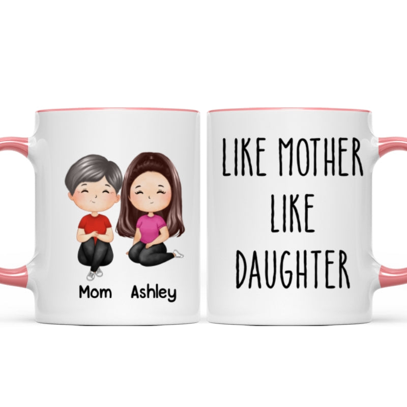 Like Mother Like Daughter Doll Woman Sitting Watercolor Style Personalized Mug