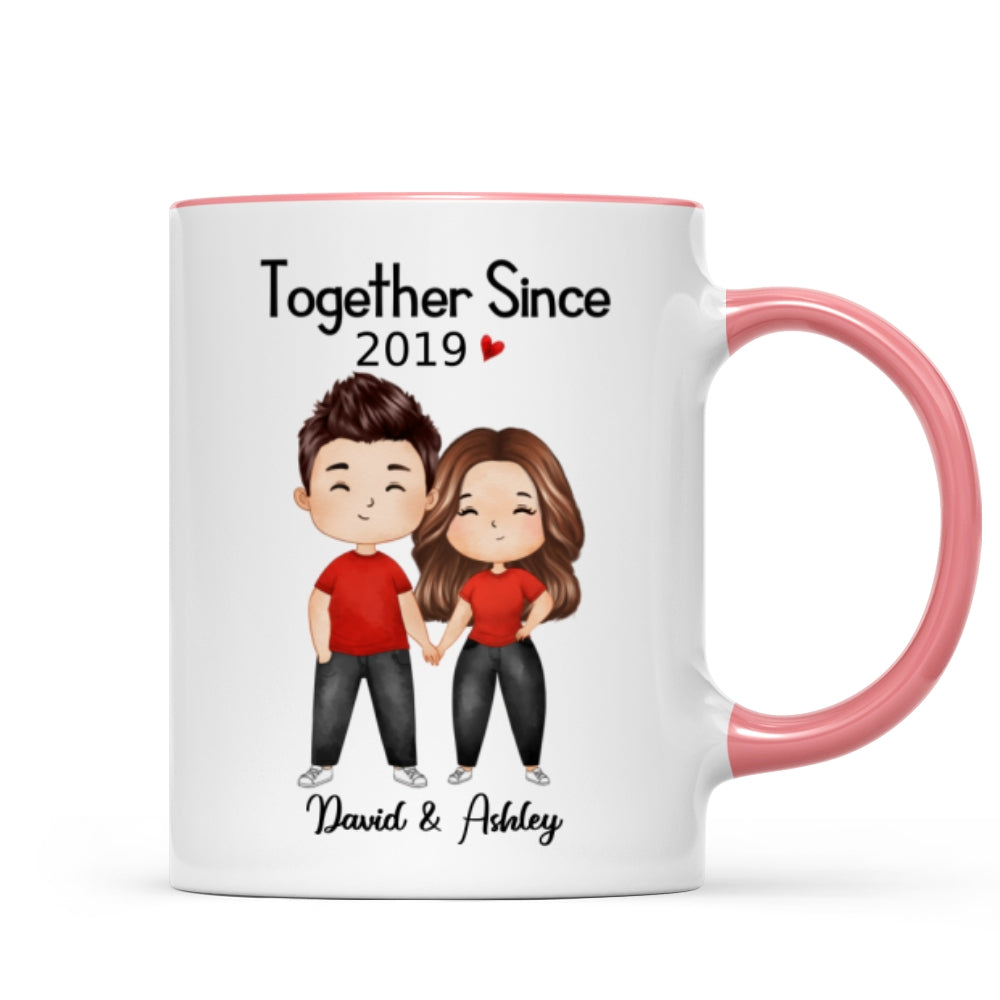 Watercolor Chibi Couple Standing Gift For Him For Her Personalized Mug