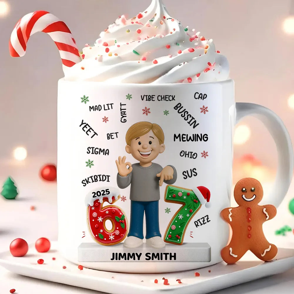 Teen Kid Custom Name Six Seven - Personalized Ceramic Mug, Fun Unique Gift for Kids or Teens