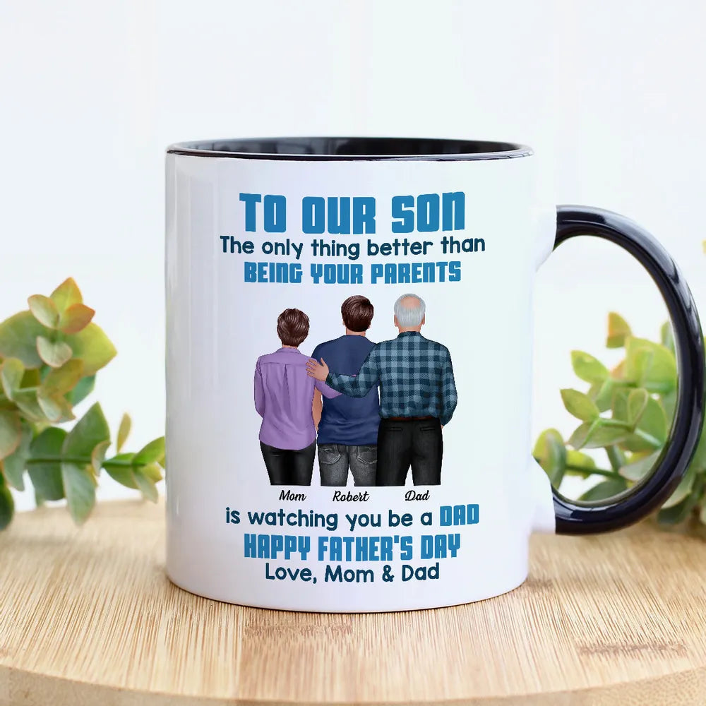 To My Son Back-View Hug Ceramic Mug Watching You Be a Dad Father's Day Gift
