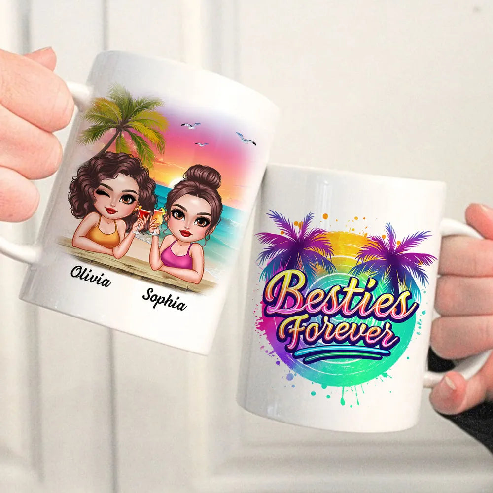 Besties Forever Personalized Tropical Mug for Best Friends