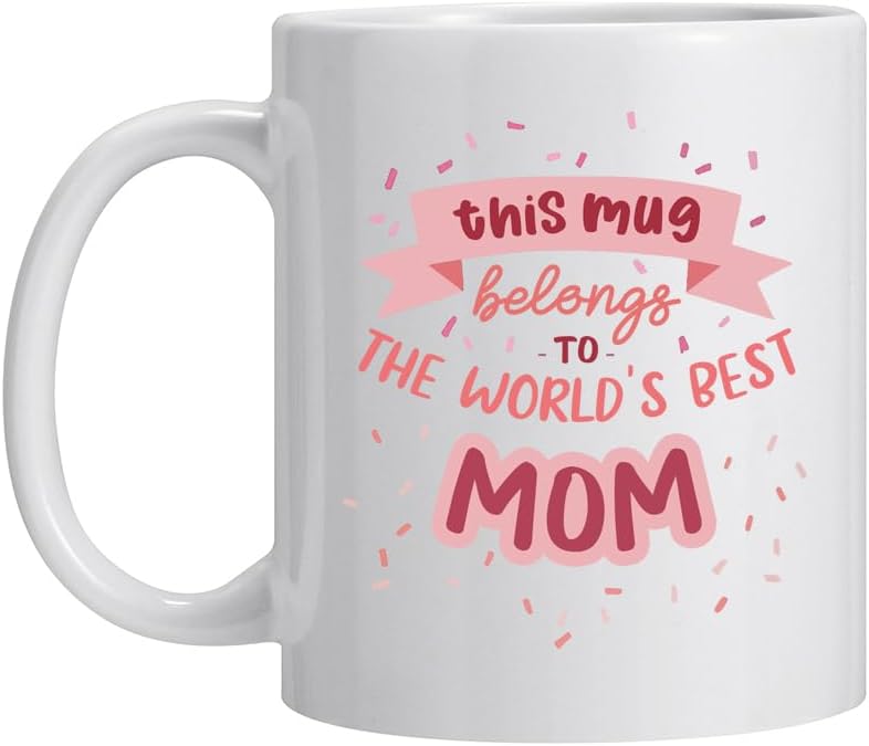 World's Best Mom Coffee Mug, Funny Gift for Mom from Daughter Son Kids Husband, Birthday Mother's Day Christmas Gift Idea
