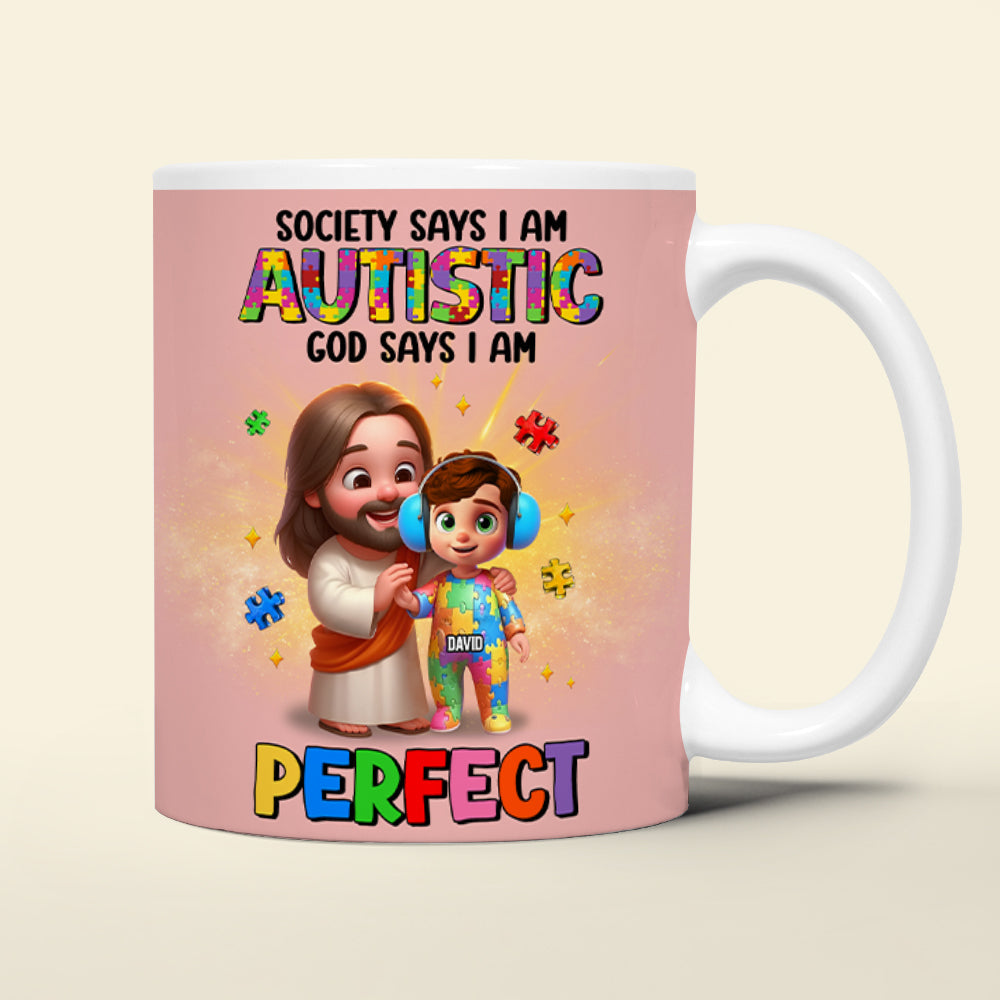 Personalized Gifts For Autism Kid Mug, God Protect Him/ Her In His Arms 01qhtn050325