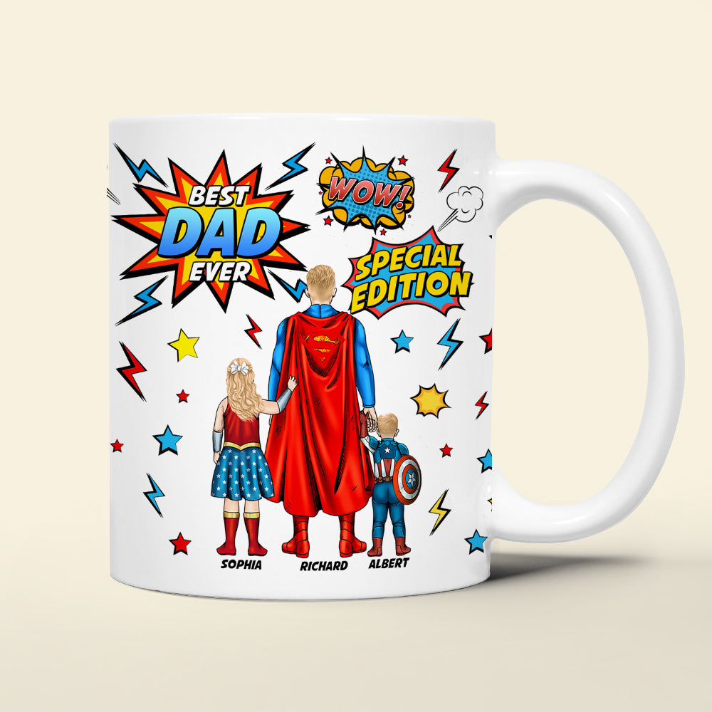 Personalized Gifts For Dad Coffee Mug Father's Day Super Dad And Kids 052ACQN200325PA