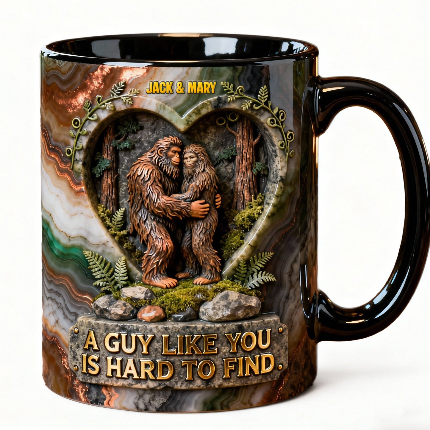 Romantic Bigfoot Couple, Personalized Gifts For Couple Accent Mug 05QHTN160126