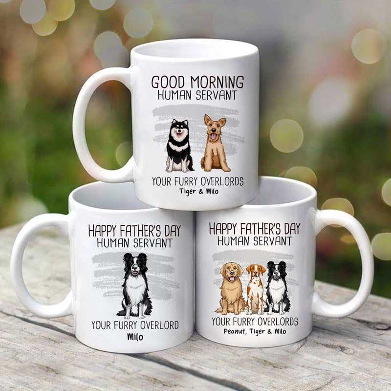 Happy Father's Day Good Morning Sitting Dog Personalized Mug