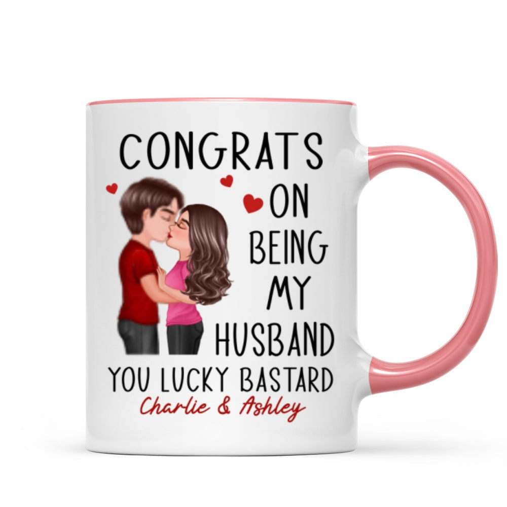 Congrats On Being My Husband Doll Couple Kissing Personalized Mug