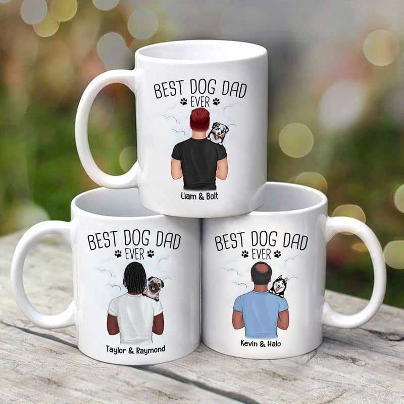 Dad Carrying Dogs On Shoulder Father's Day Gift Personalized Mug