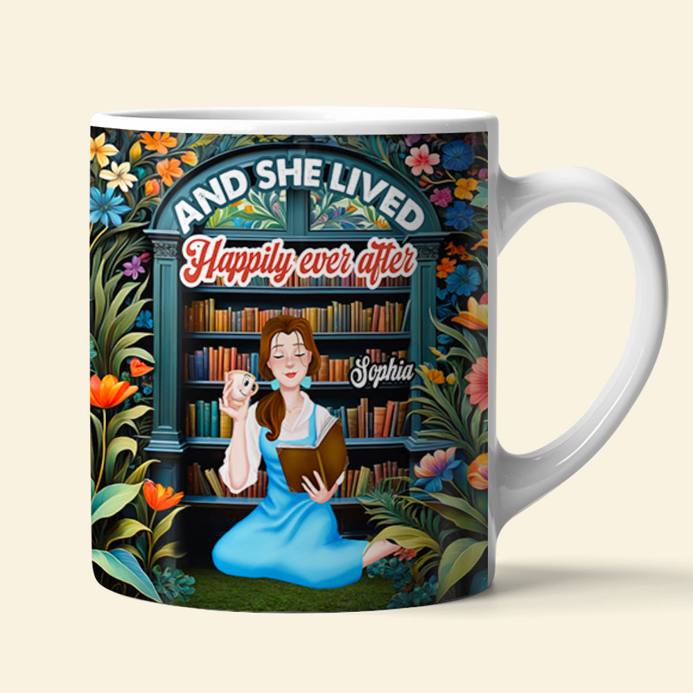 Personalized Gifts For Book Lovers Coffee Mug And She Lived Happily Ever After