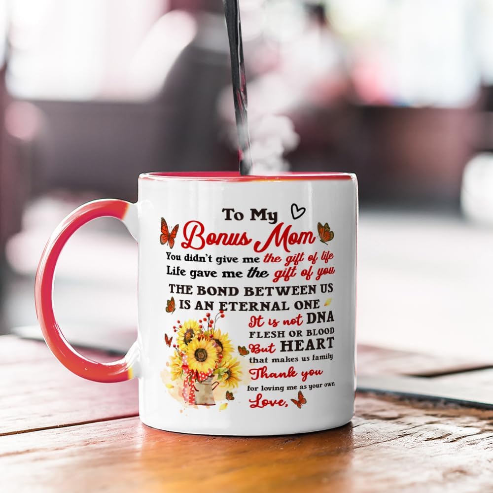 Funny Bonus Mom Coffee Mug Gift for Stepmom from Stepdaughter Stepson Birthday Mother's Day Christmas Gift