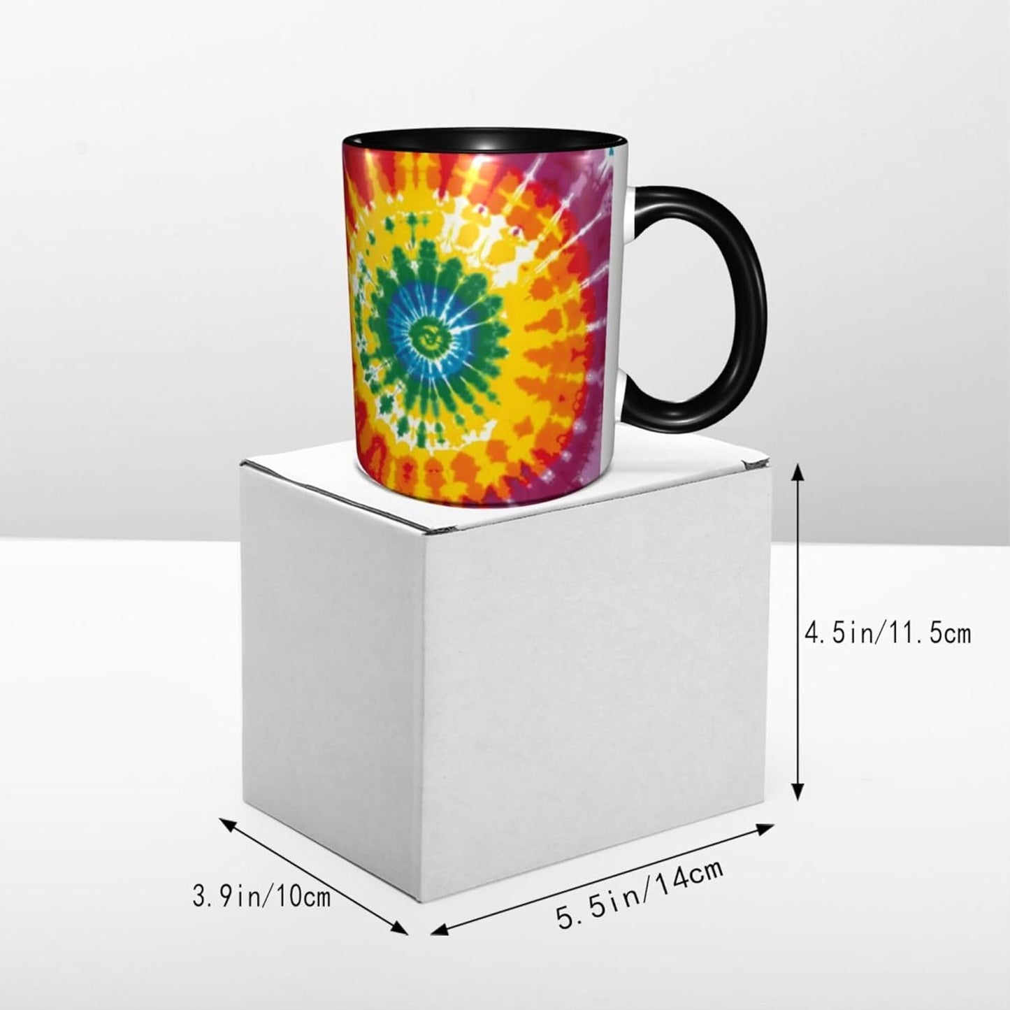 Tie Dye Coffee Mug Funny Ceramic Mug, Novelty Gift Idea for Friends Coworkers, Cool Coffee Cup for Home Office Kitchen Decor
