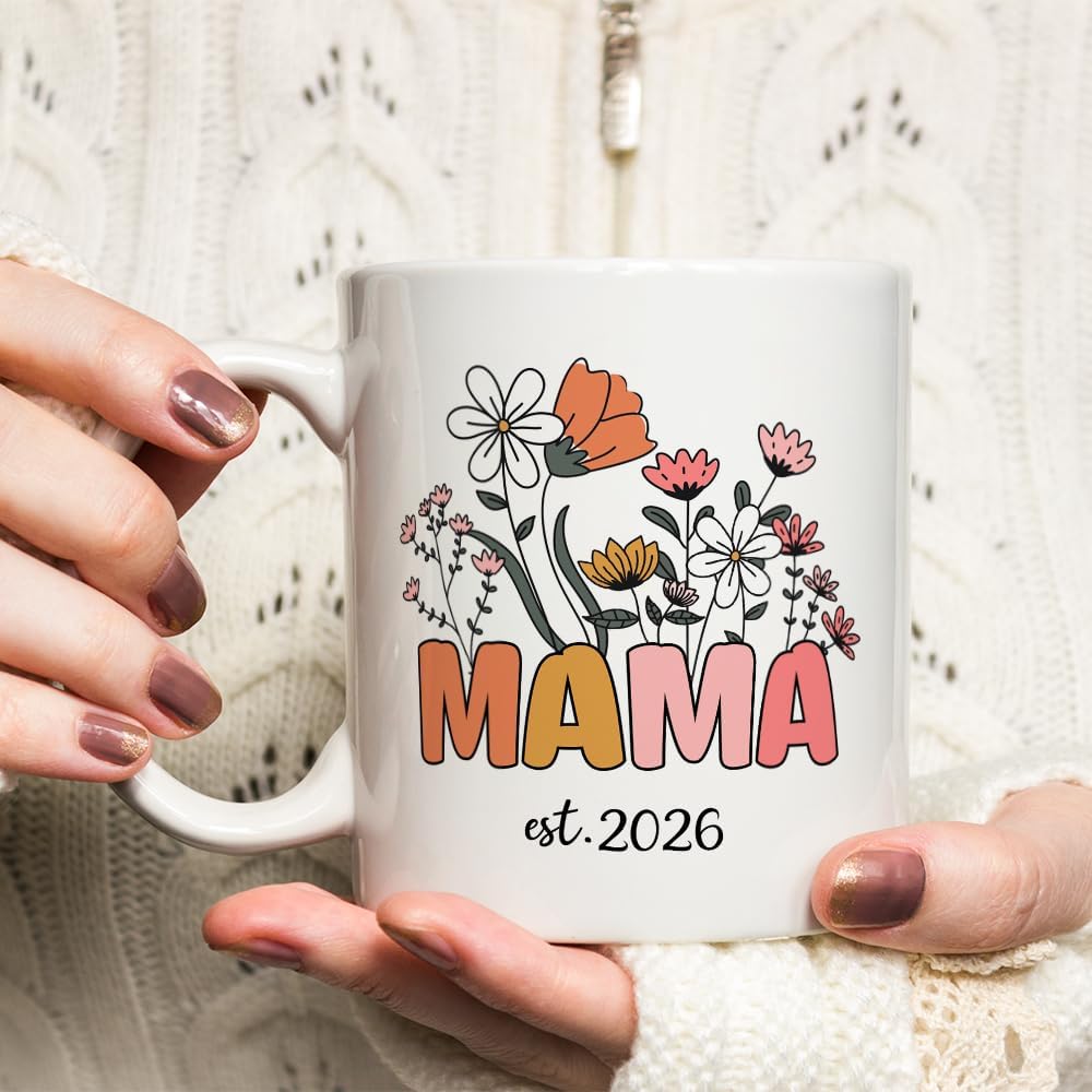 Mom Est 2026 Coffee Mug New Mom Gift, Pregnancy Baby Shower Gift for Expecting Mother, Birthday Mother's Day Gift Idea