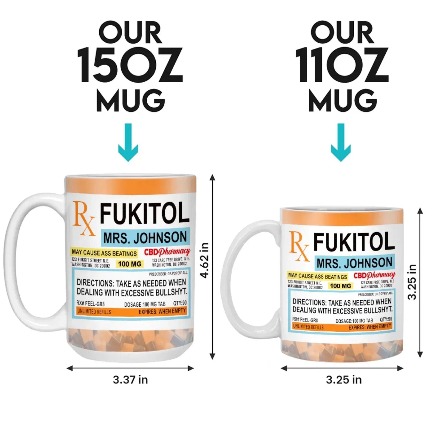 Fukitol Rx Prescription For Recharging Your Mind And Soul - Friend Personalized Custom Mug - New Arrival, Gift For Best Friends, Sisters, Family Members, Coworkers AMZ
