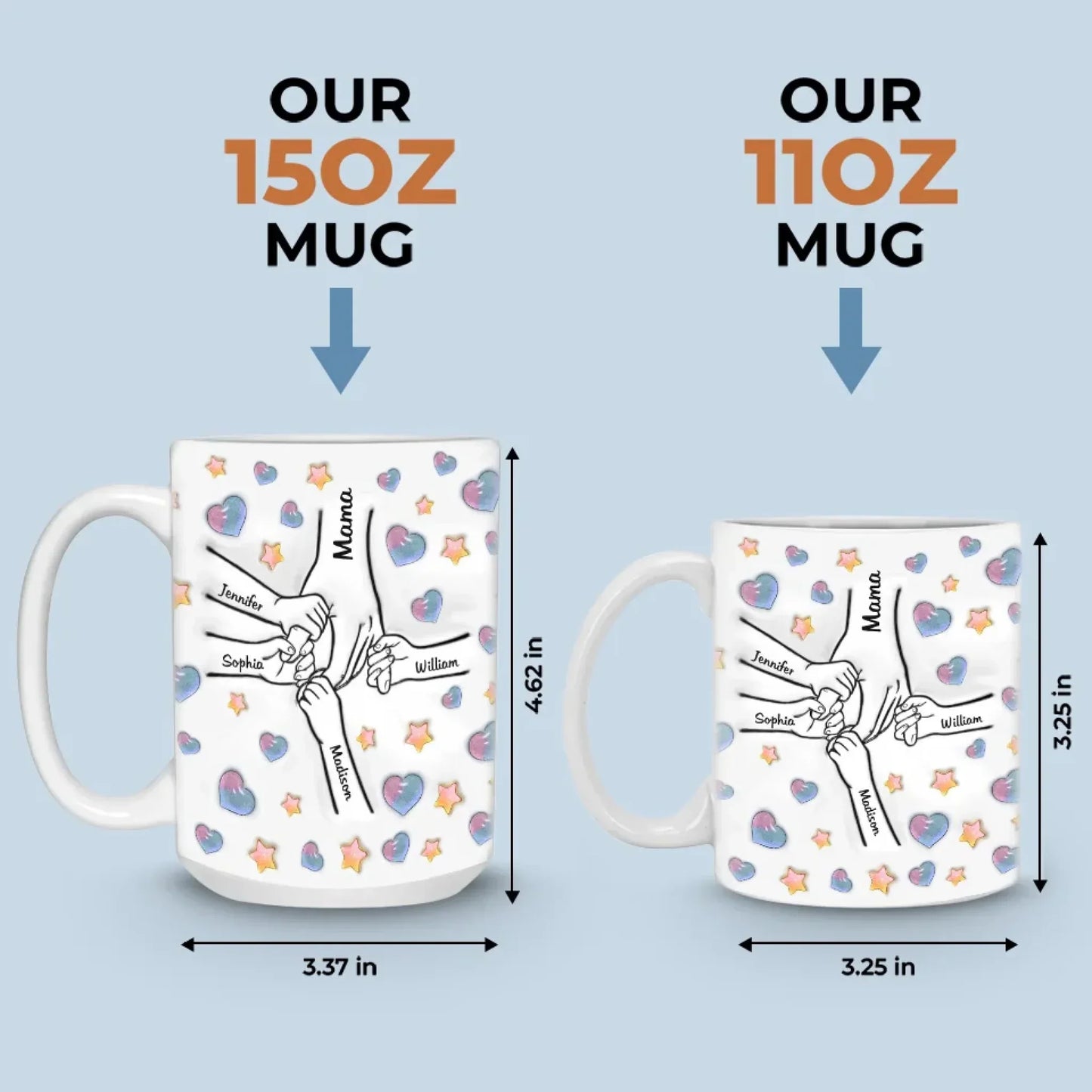 Holding Mama's Love Forever - Family Personalized Custom 3D Inflated Effect Printed Mug - Mother's Day Gift For Mom, Grandma