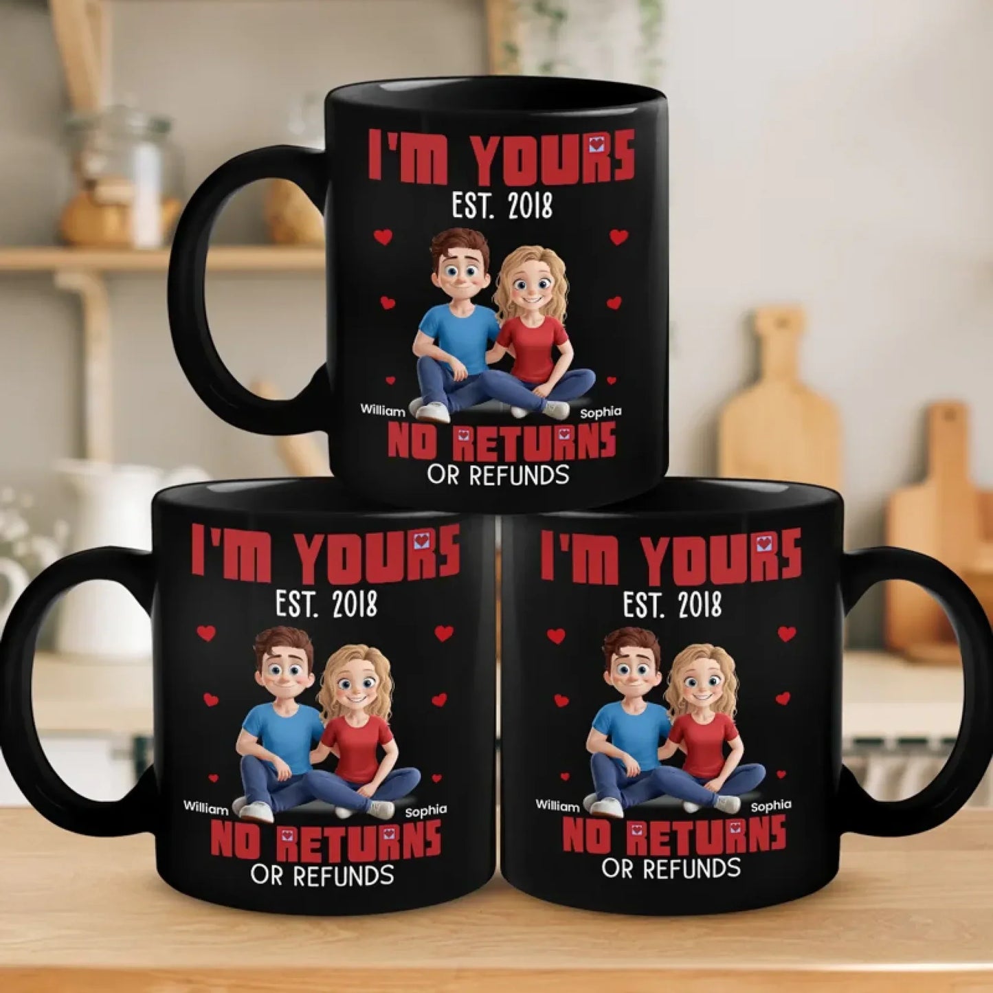 Stuck With Me Since The Beginning - Couple Personalized Custom Black Mug - Gift For Husband Wife, Anniversary