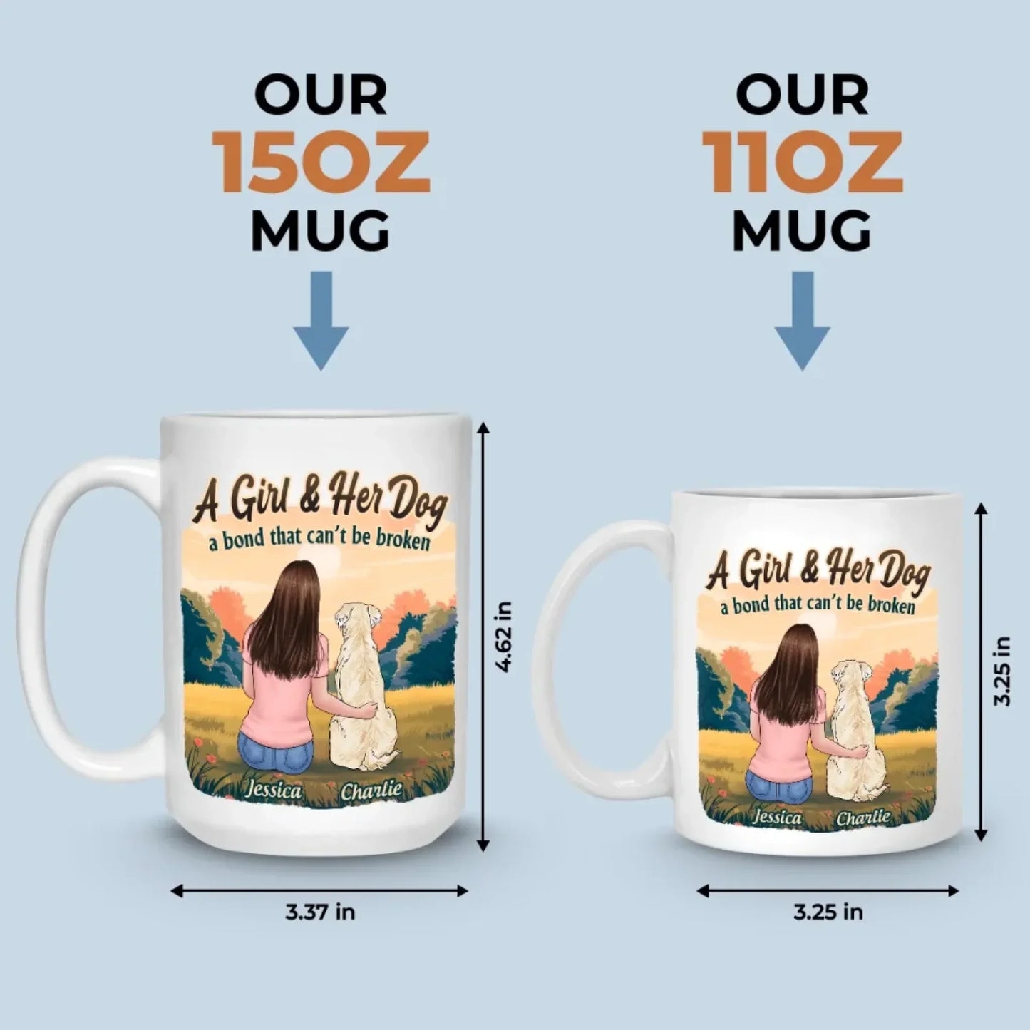 Side By Side, Paws & Hearts - Dog Personalized Custom Mug - Gift For Pet Owners, Pet Lovers