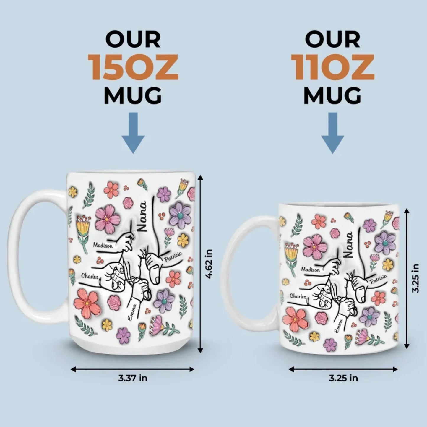 The Most Beautiful Flowers Bloom In A Mother's Love - Family Personalized Custom 3D Inflated Effect Printed Mug - Mother's Day, Gift For Mom, Grandma