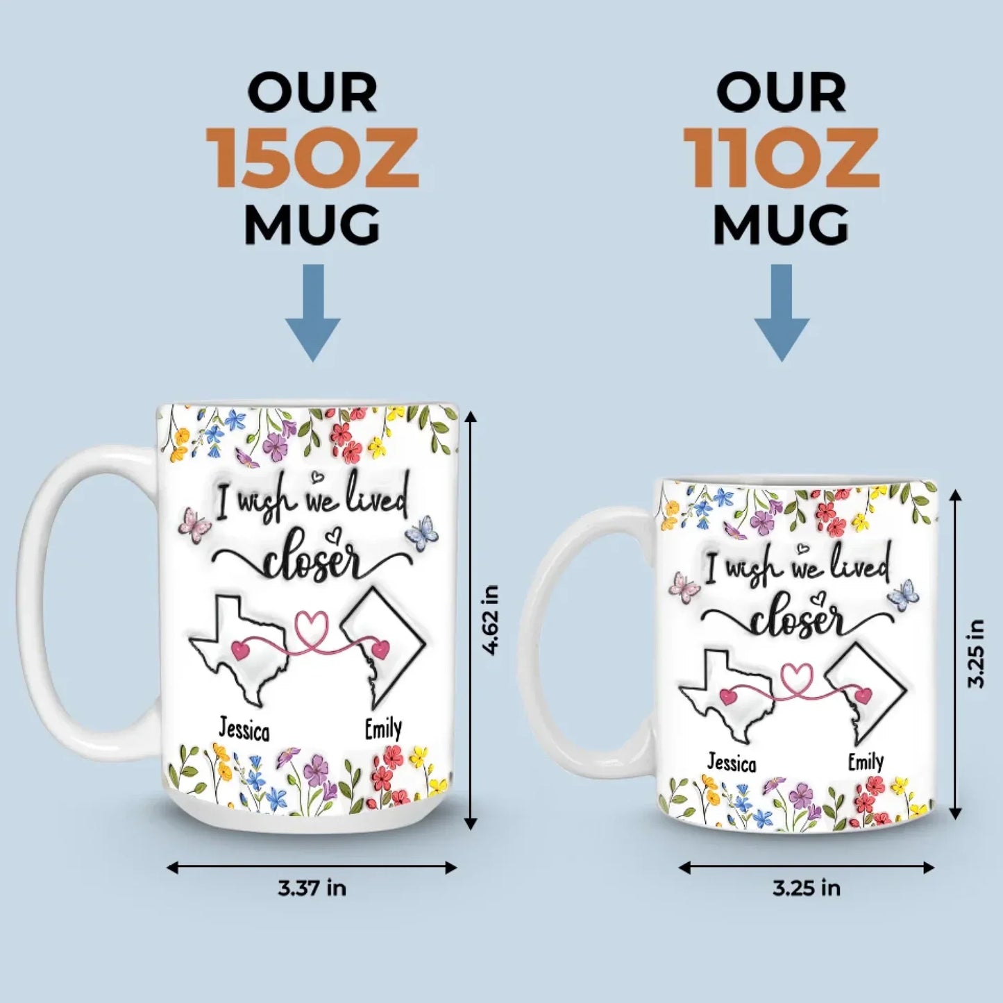 Real Friendship Transcends Time And Space - Bestie Personalized Custom 3D Inflated Effect Printed Mug - New Arrival, Gift For Best Friends, BFF, Sisters AMZ