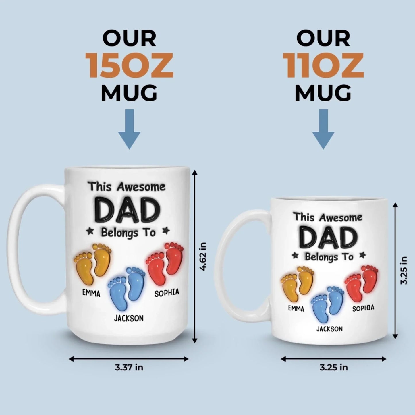 Walking Through Life With Dad - Family Personalized Custom 3D Inflated Effect Printed Mug - Father's Day, Gift For Dad, Grandpa