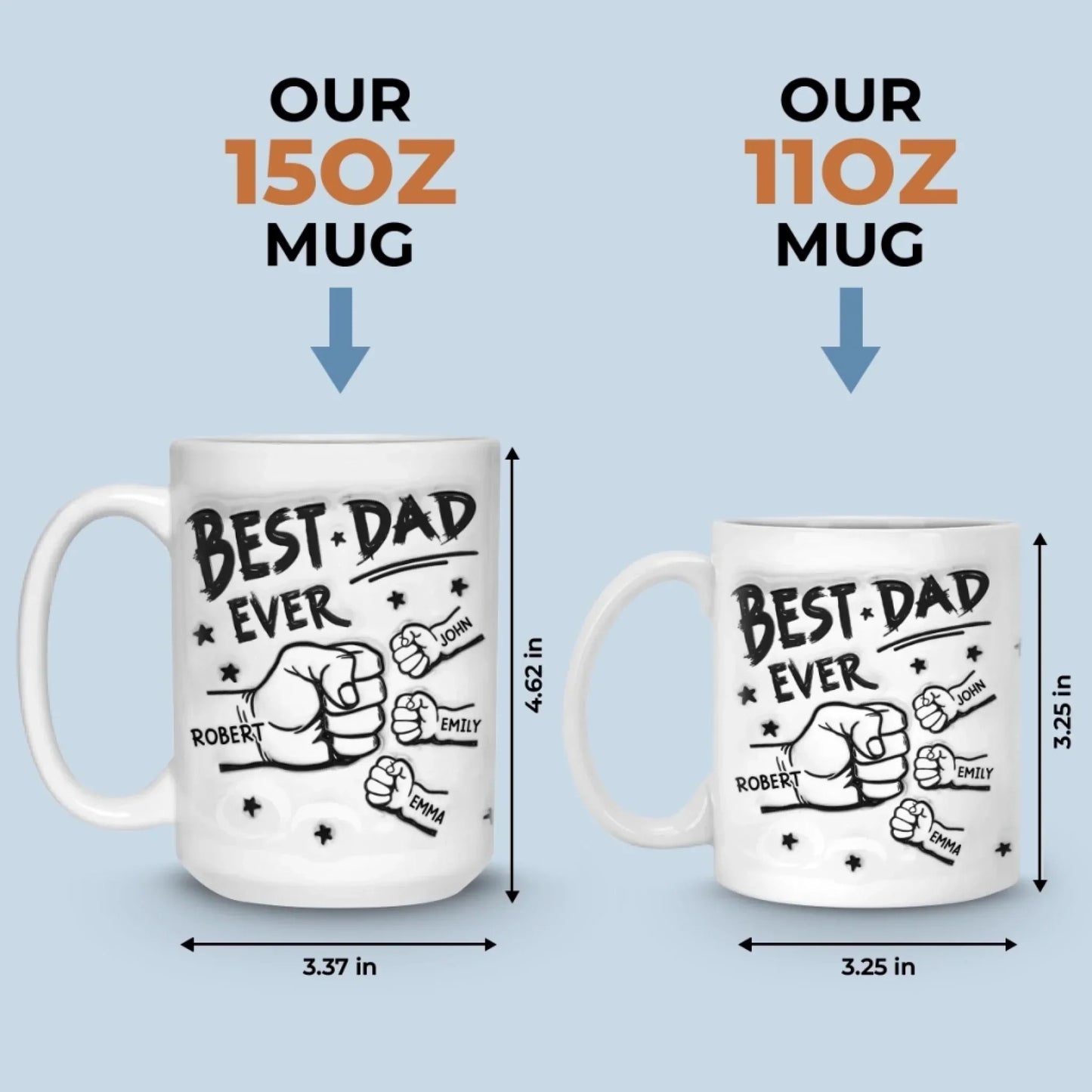 My Team, My Pride, My Kids - Family Personalized Custom 3D Inflated Effect Printed Mug - Father's Day, Gift For Dad, Grandpa