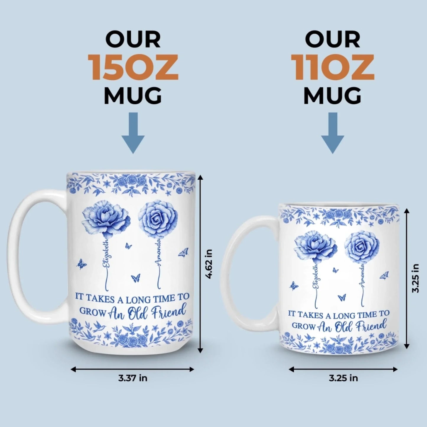 Custom Mug - Personalized Best Friend Birthday Gifts For Women - Blooms Of A Timeless Friendship
