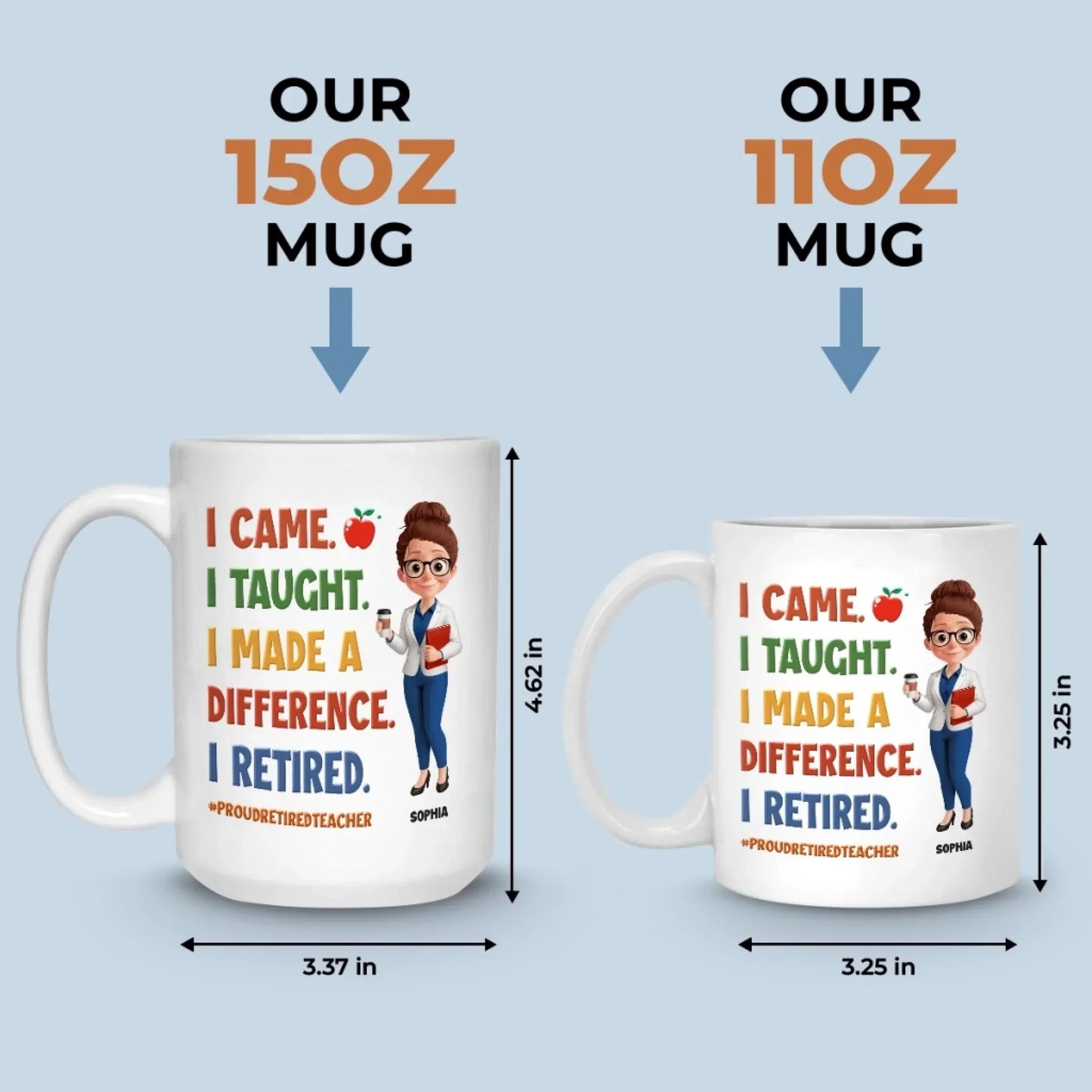 Custom Classroom Decor Mug - Personalized Retirement Gifts For Teachers, Women, Men - Bell's Rung, I'm Done