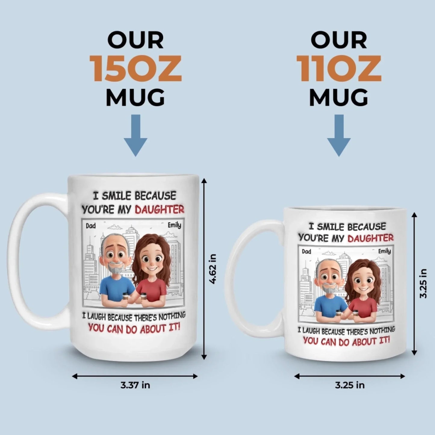 Custom Mug - Personalized Birthday Gifts For Dad, Mom, Daughter - Hand In Hand Through Every Season