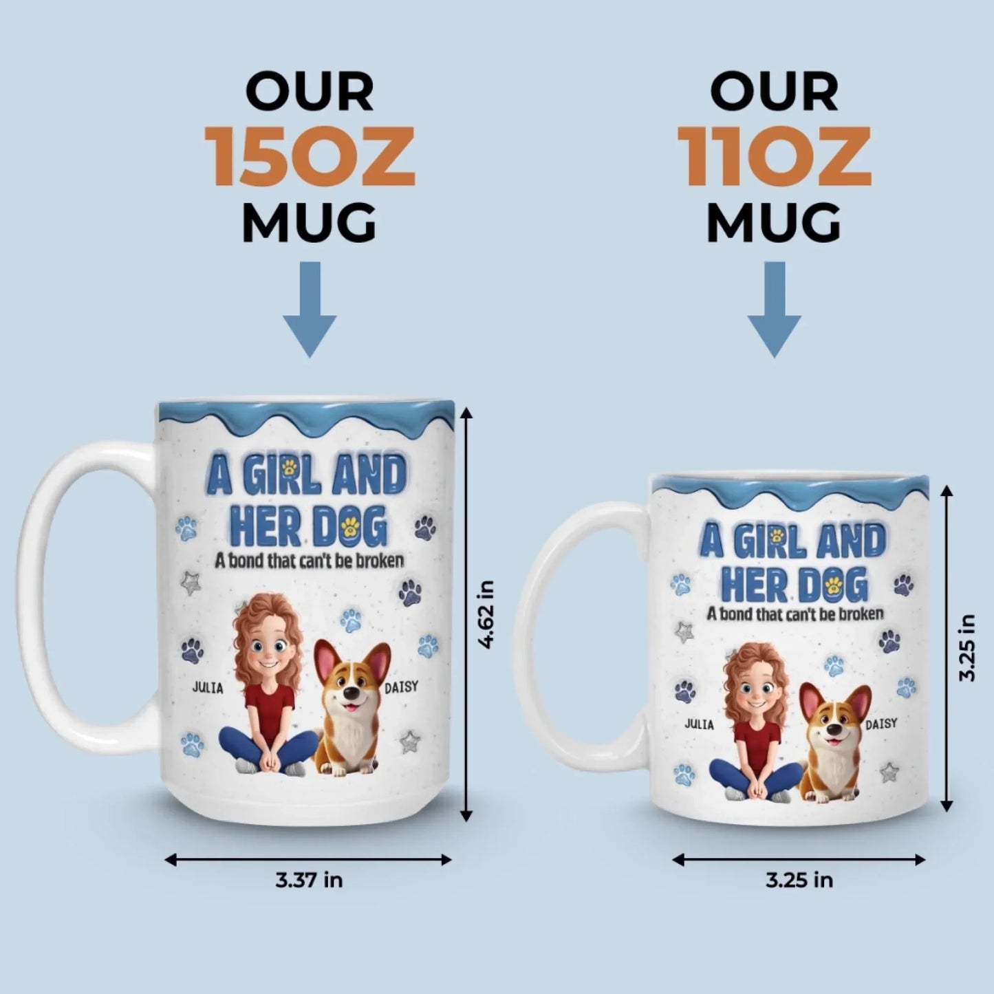Custom Mug - Personalized Christmas Birthday Gifts For Dog Lovers, Dog Dad And Mom - Besties With Fur