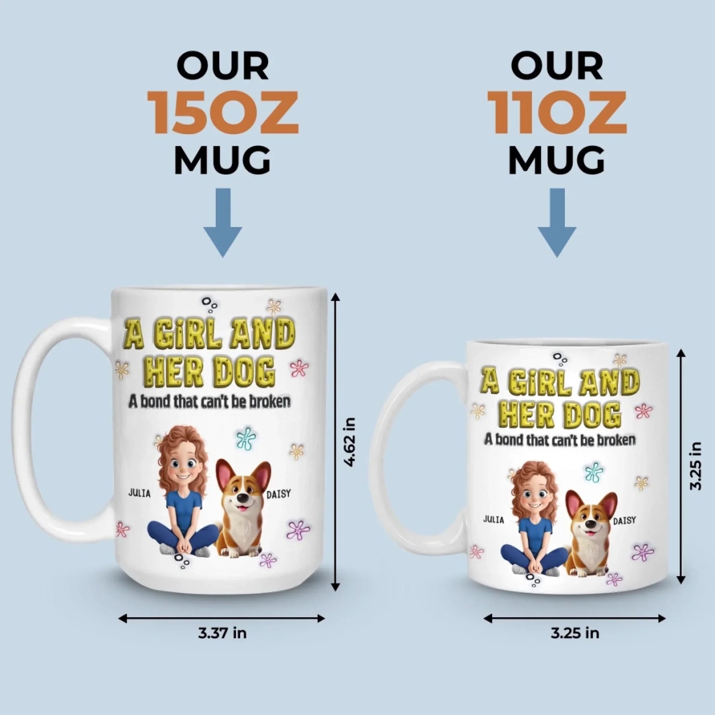 Custom 3D Inflated Effect Printed Mug - Personalized Christmas Birthday Gifts For Dog Lovers, Dog Dad And Mom - Just A Girl And Her Furry Soulmate