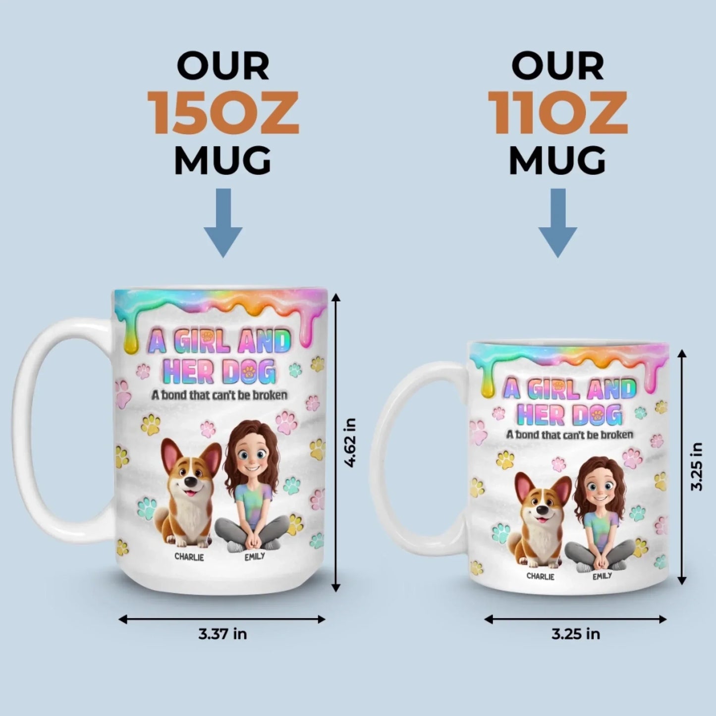 Custom 3D Inflated Effect Printed Mug - Personalized Birthday Gifts For Dog Lovers, Dog Dad And Mom - Best Kind Of Companion