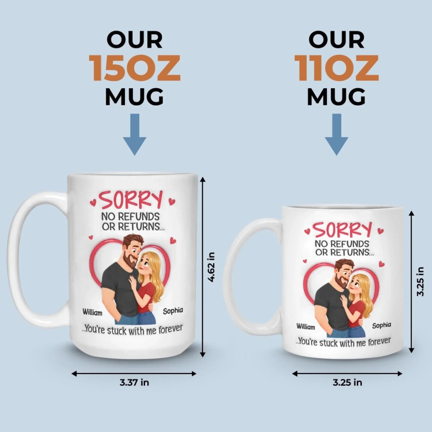 Custom 3D Inflated Effect Printed Mug - Personalized Anniversary Wedding Gifts For Husband And Wife, Him And Her - Our Love Needs No Date