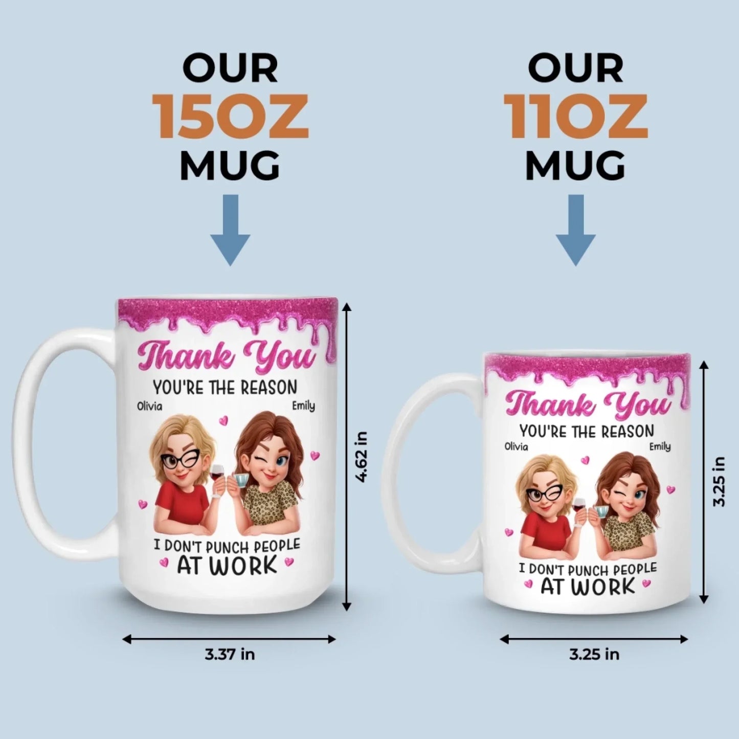 Custom 3D Inflated Effect Printed Mug - Personalized Retirement Gifts For Women, Besties, Sisters, BFF - You're My Work Therapy