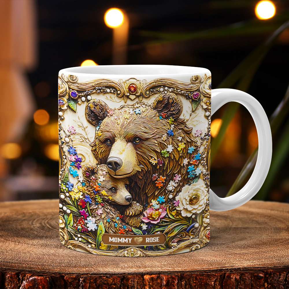 Personalized Gifts For Mom Coffee Mug, Autism Mama Bear 02TGMH240225