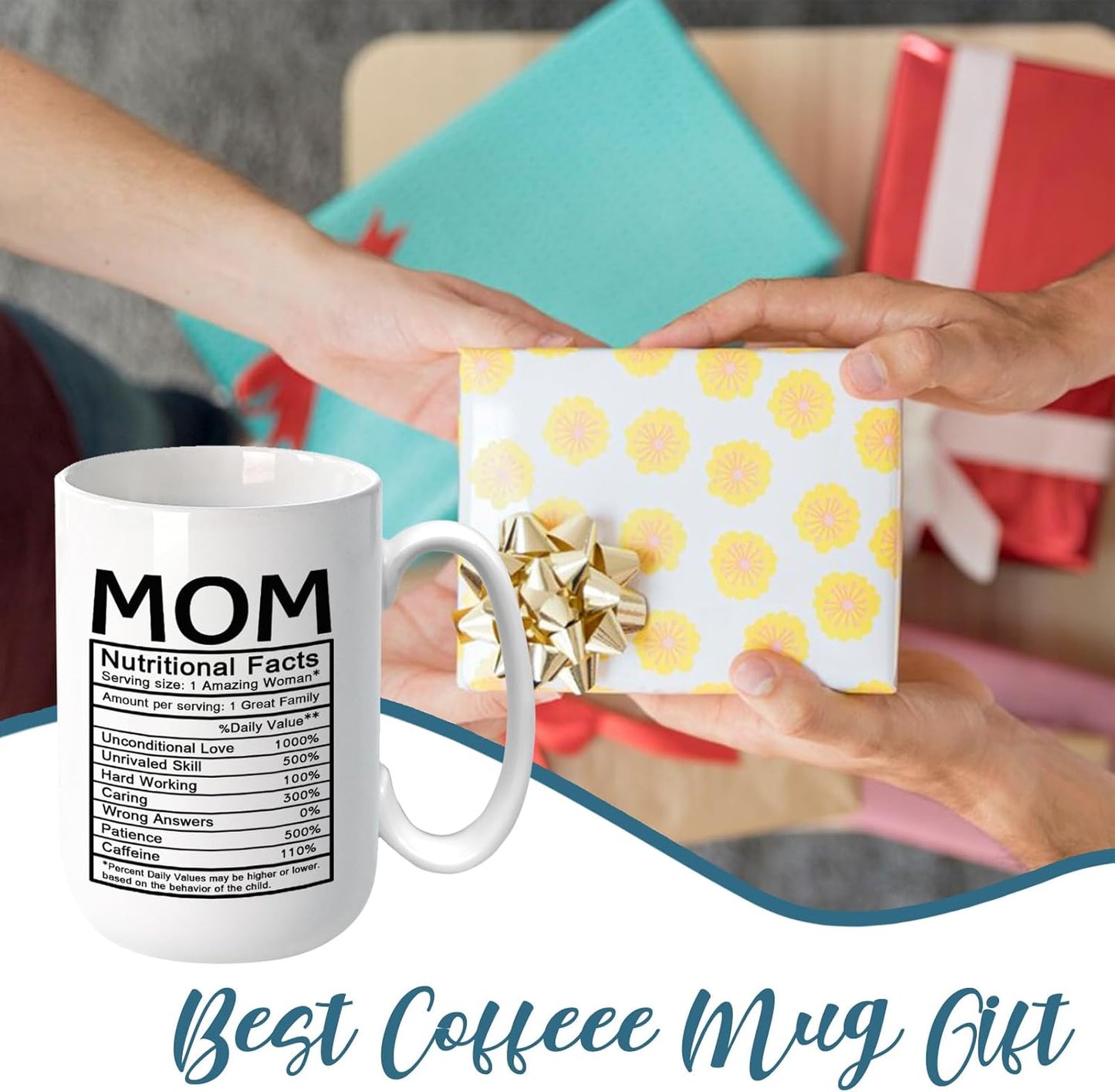 Mom Nutritional Facts Coffee Mug Funny Gift for Mom from Daughter Son Kids Birthday Mother's Day Gift