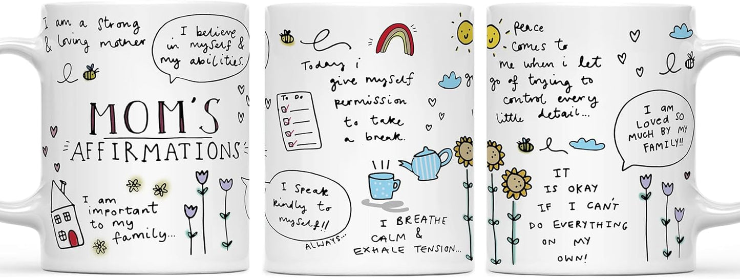 Mom Affirmation Coffee Mug Positive Energy Inspirational Quote Ceramic Mug, Gift for Mom from Daughter Son Kids Husband, Birthday Mothers Day Christmas Gift