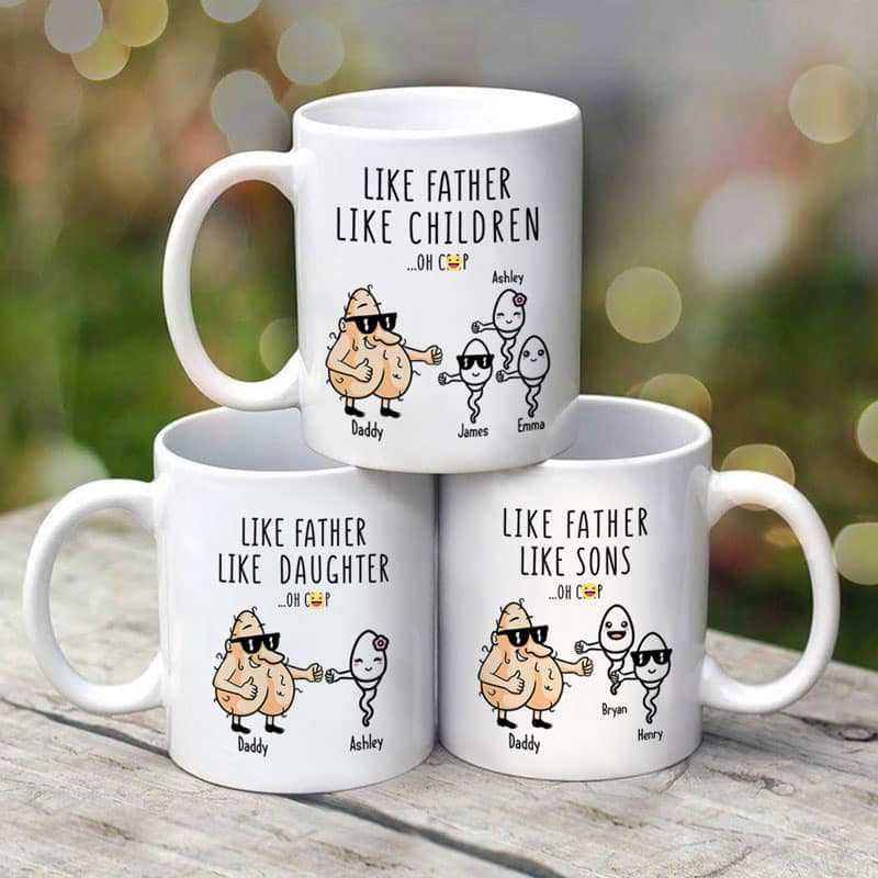 Like Father Like Daughters Sons Funny Father's Day Gift Personalized Mug