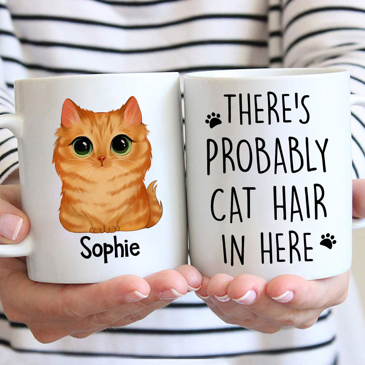 Watercolor Cute Cats There's Probably Cat Hair In Here Gift For Cat Lovers Personalized Mug